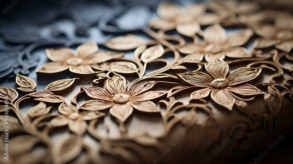 a close up of a flower carved on a surface. a close up of a flower carved on a surface.