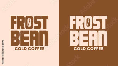 Frost Bean Cold Coffee Typography logo in primary and secondary color. graphic Vector template.
