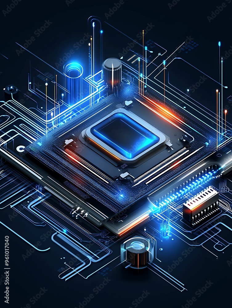 Futuristic 4D Holography Technology Isometric View in Color Pencil Style Fantasy Background Futuristic 4D Holography Technology Isometric View in Color Pencil Style Fantasy Background