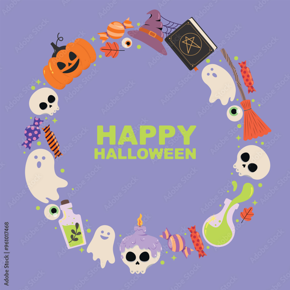 Fototapeta premium scary and funny ghosts banner. Ghost character for Happy Halloween. Halloween decoration design.