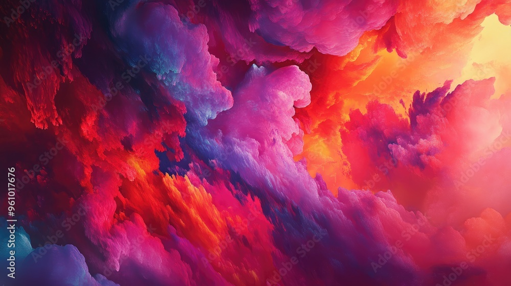Fototapeta premium Vibrant Abstract Cloudscape with Dynamic Colors and Dramatic Lighting
