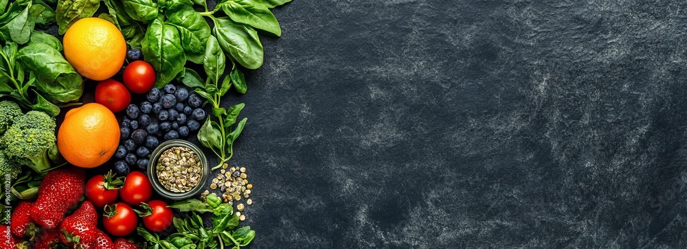 Banner of the role of nutrition in maintaining health with copyspace for custom design and messaging. A balanced diet and proper nutrition contribute to overall well being Banner of the role of nutrition in maintaining health with copyspace for custom design and messaging. A balanced diet and proper nutrition contribute to overall well being
