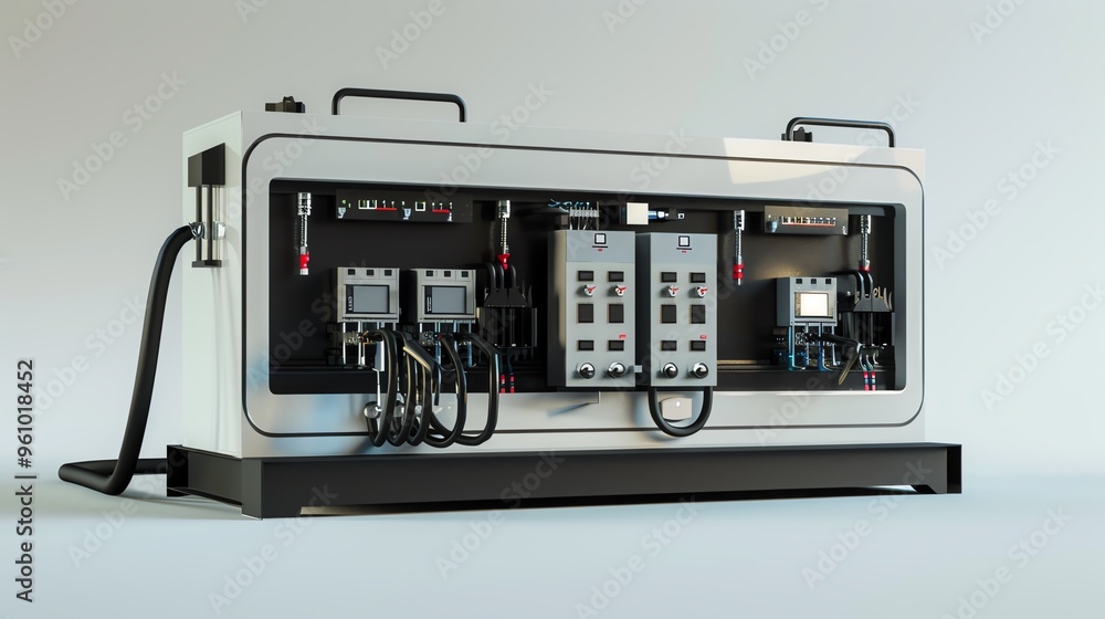 Fototapeta premium A detailed 3D render of a sidebyside fuel pump controller
