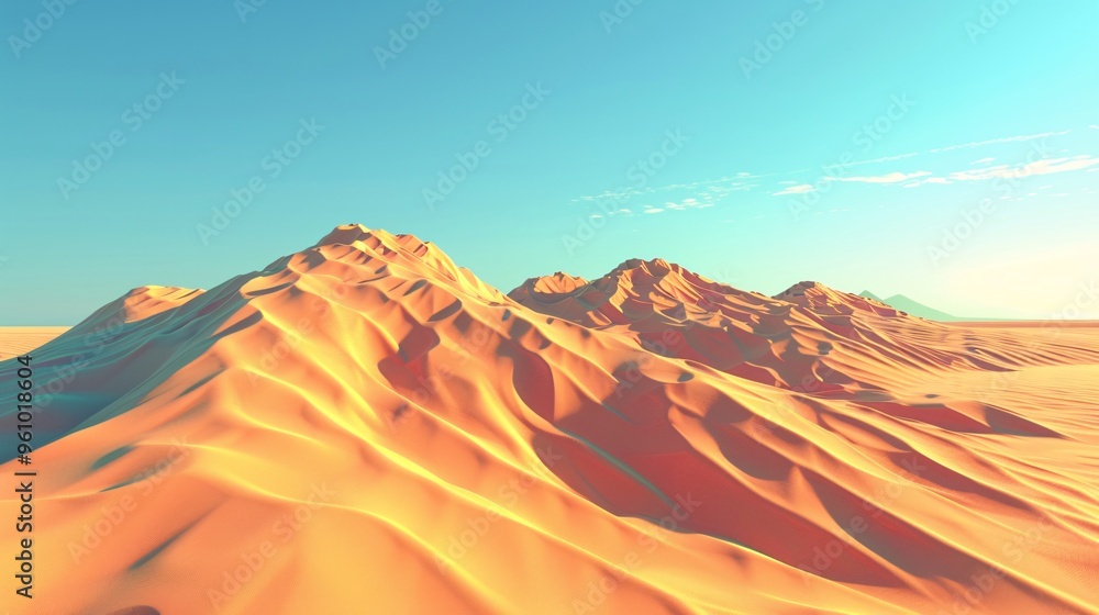 Naklejka premium Desert Landscape with Majestic Mountains at Sunset