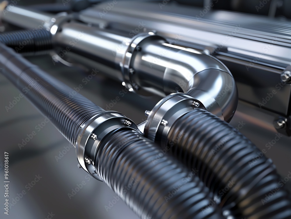 A detailed 3D render of a sidebyside air intake hose A detailed 3D render of a sidebyside air intake hose