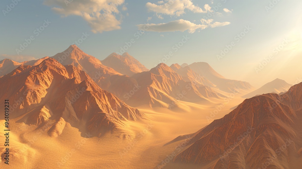 Naklejka premium Majestic Desert Mountain Range at Sunset