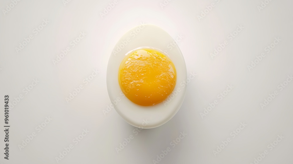 Perfect Boiled Egg with Yellow Yolk Isolated on White Background Perfect Boiled Egg with Yellow Yolk Isolated on White Background