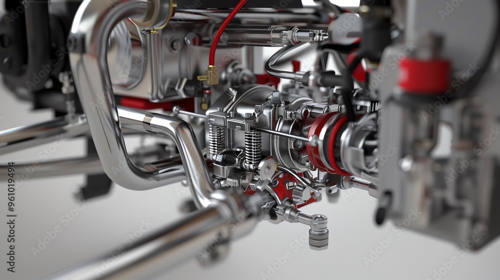 A detailed 3D render of an ATV fuel line assembly A detailed 3D render of an ATV fuel line assembly