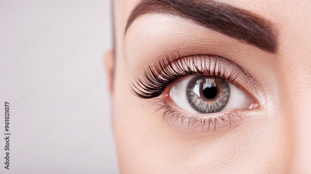 Close-up of a Woman's Eye with Long Eyelashes Close-up of a Woman's Eye with Long Eyelashes