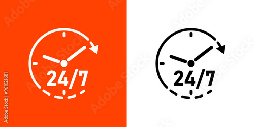 24/7 Services Icon Vector | Customer Support, Availability, and Assistance Graphics