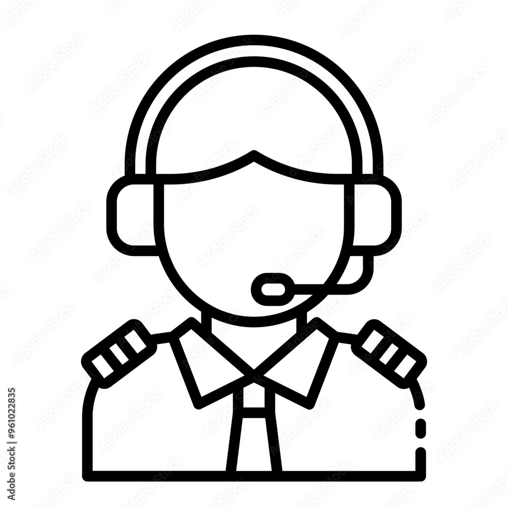 Air traffic controller avatar icon representing the personnel managing air traffic and navigation. Air traffic controller avatar icon representing the personnel managing air traffic and navigation.