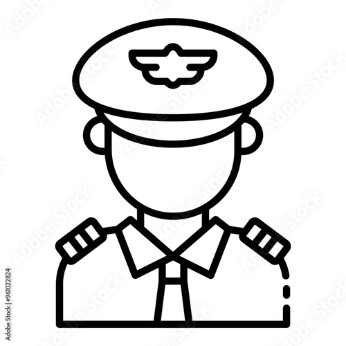 Pilot avatar icon representing an airplane captain or flight pilot.