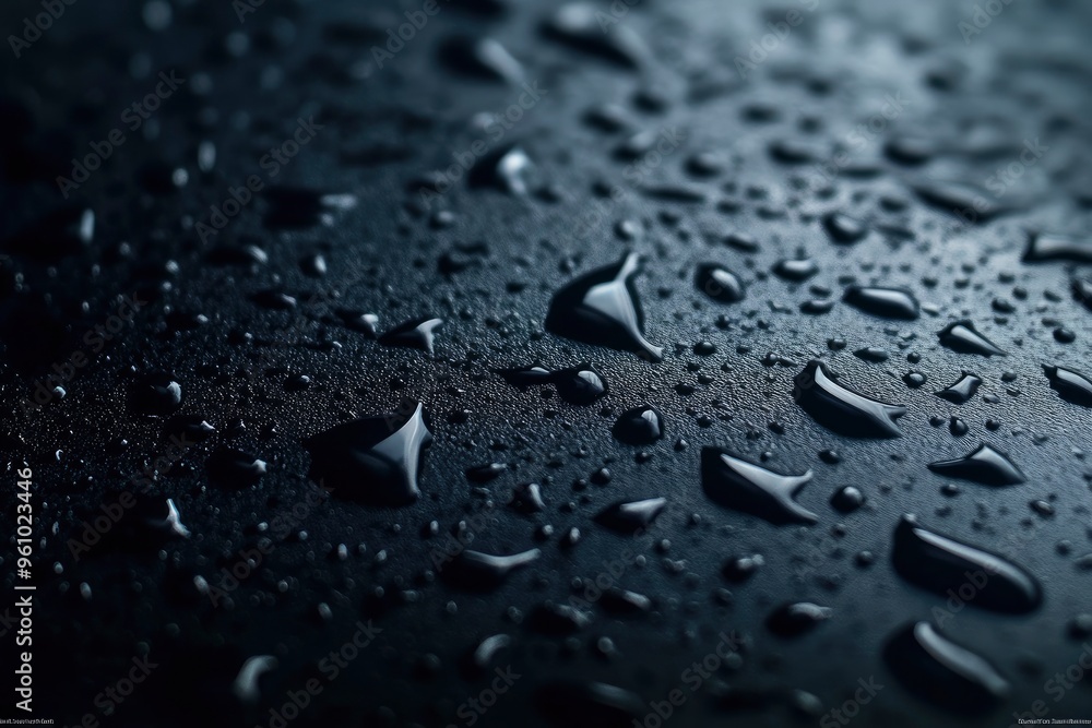 Water droplets on dark cover background. Water droplets concept, ai Water droplets on dark cover background. Water droplets concept, ai