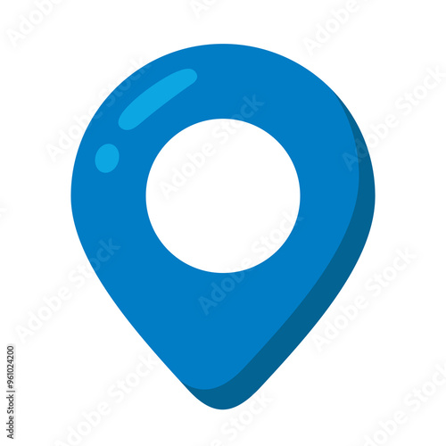 Blue location symbol, cute cartoon map pin icon flat illustration