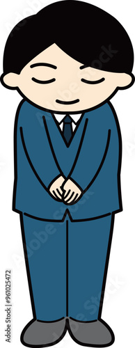 お辞儀をするスーツの男性