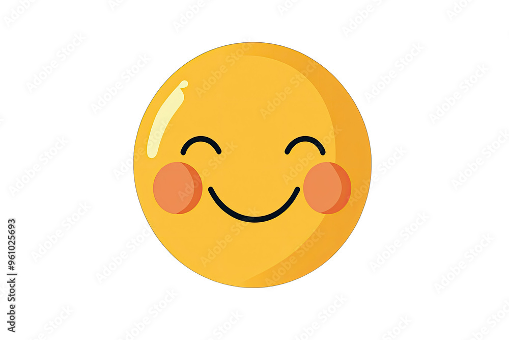 A cheerful yellow smile face with rosy cheeks, perfect for conveying happiness and positivity in any design. A cheerful yellow smile face with rosy cheeks, perfect for conveying happiness and positivity in any design.
