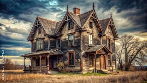 Old wooden abandoned house in Gothic style, old, wooden, abandoned, house, Gothic, style, spooky, eerie, haunted