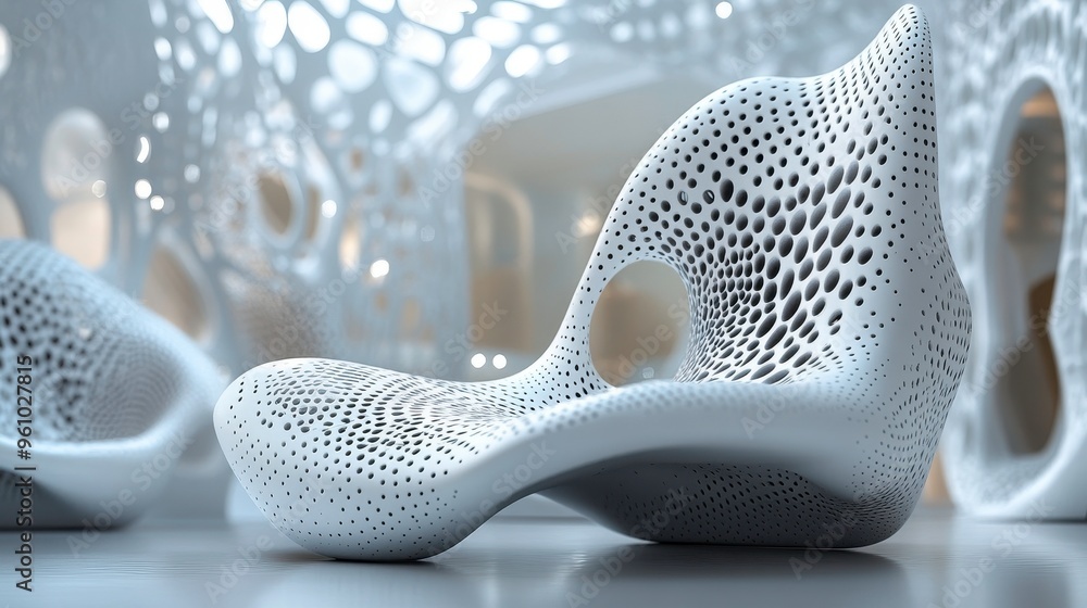 Obraz premium Virtual gallery of global design trends, close-up on innovative products and cutting-edge technology