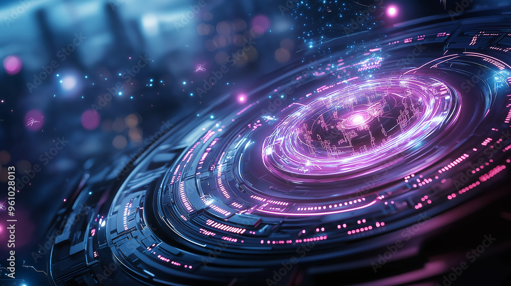 Abstract Futuristic Technology Interface with Glowing Neon Lights Abstract Futuristic Technology Interface with Glowing Neon Lights