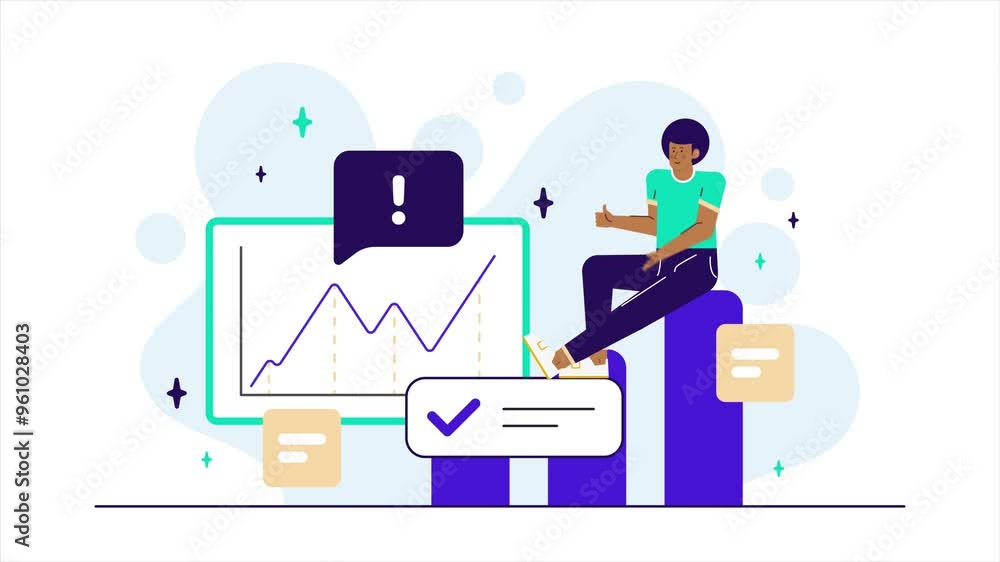 a confident person sitting on graphs with upward trend showing business success and analysis illustration business animated video a confident person sitting on graphs with upward trend showing business success and analysis illustration business animated video