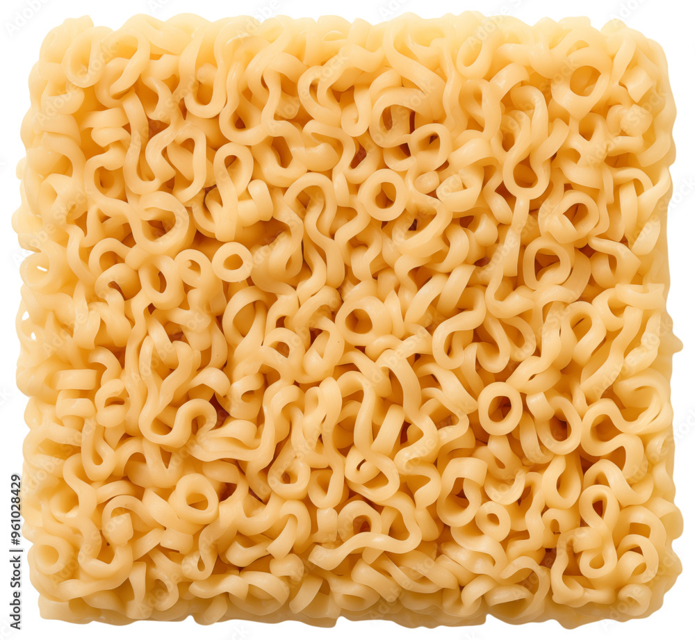 Square block of uncooked instant noodles isolated on transparent background. Square block of uncooked instant noodles isolated on transparent background.