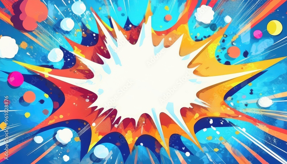 Naklejka premium Cartoon explosion pop art style speech bubble background