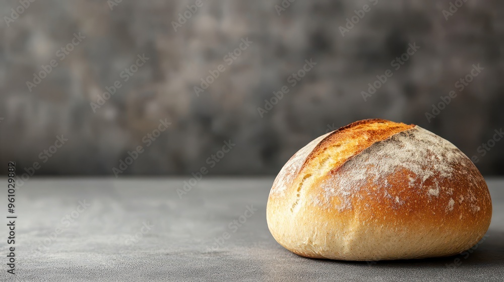 A loaf of bread sits on a countertop A loaf of bread sits on a countertop