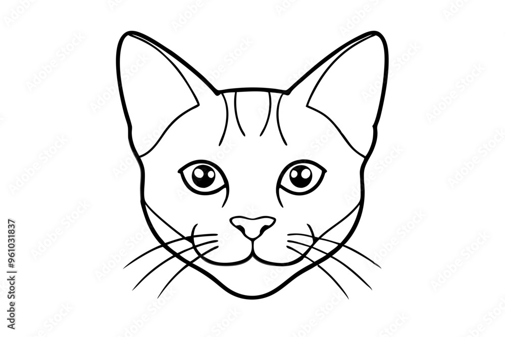 Fototapeta premium Cat head line art vector, cat outline drawing
