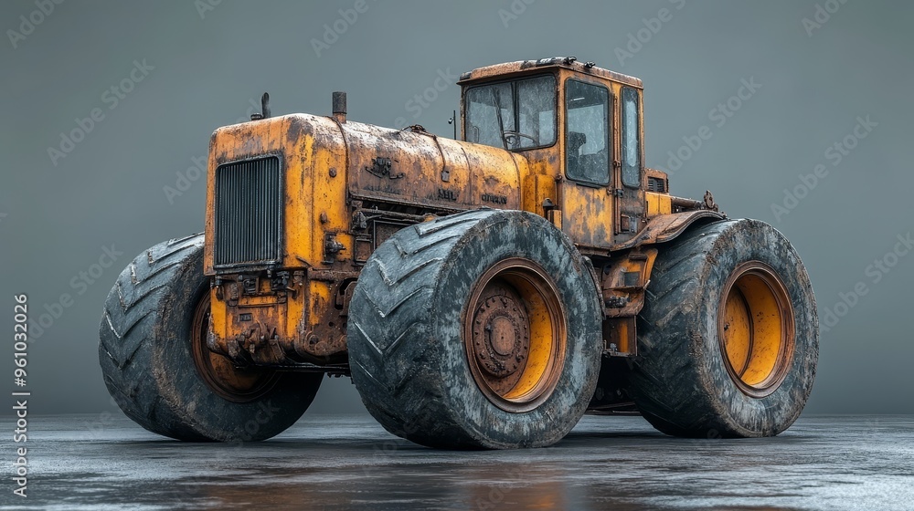 Old Rusty Tractor with Large Wheels Old Rusty Tractor with Large Wheels