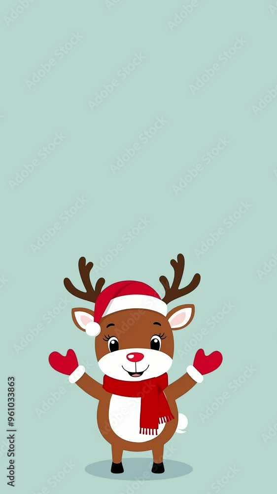 Festive reindeer with red scarf and hat in space for text, Christmas campaign concept and greetings. Festive reindeer with red scarf and hat in space for text, Christmas campaign concept and greetings.