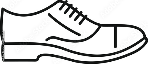 This minimal line art icon depicts a men's classic oxford shoe with an open lacing system