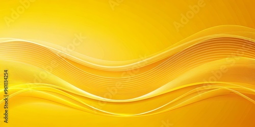 Abstract yellow background with wavy lines and curves in the center