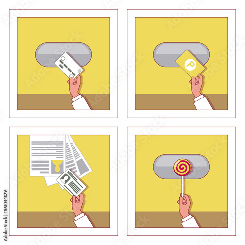 カードを差し出す手のイラストセット