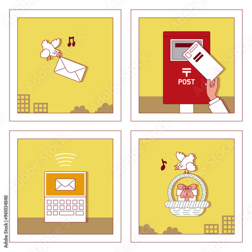 手紙のかわいいイラストセット