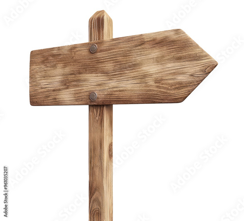 Wooden arrow sign isolated on transparent background photo