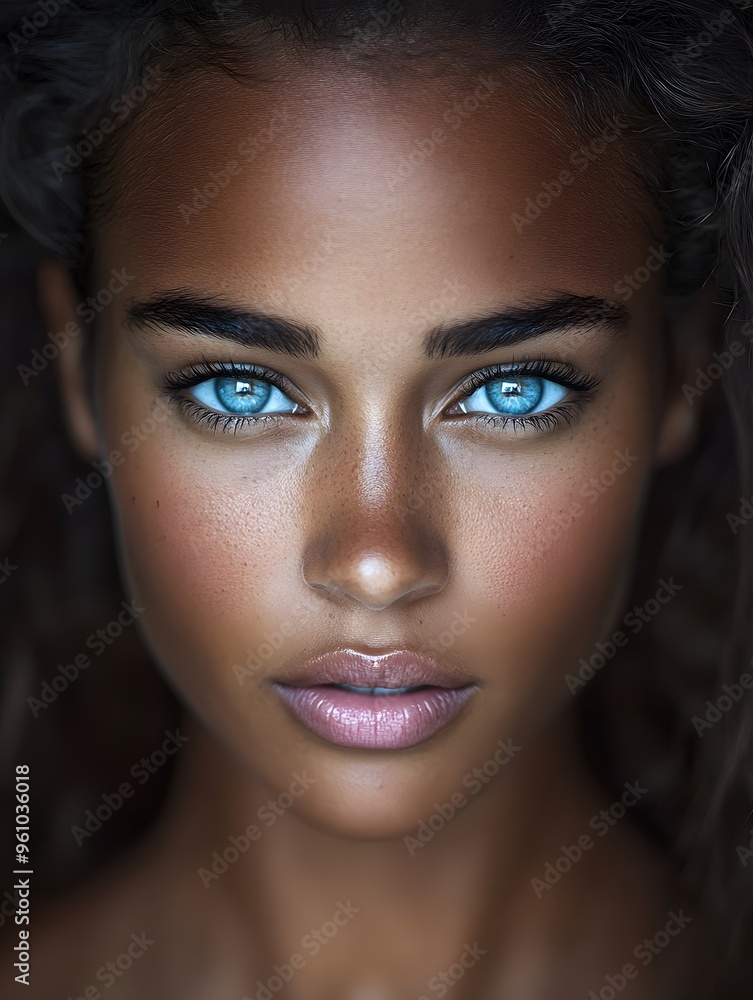 Closeup Portrait of a Young Woman with Blue Eyes Closeup Portrait of a Young Woman with Blue Eyes