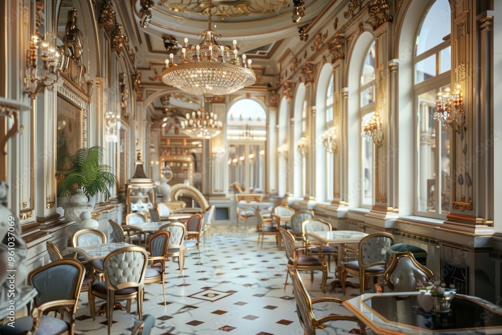 Naklejka premium Classical Theme Cafe Interior