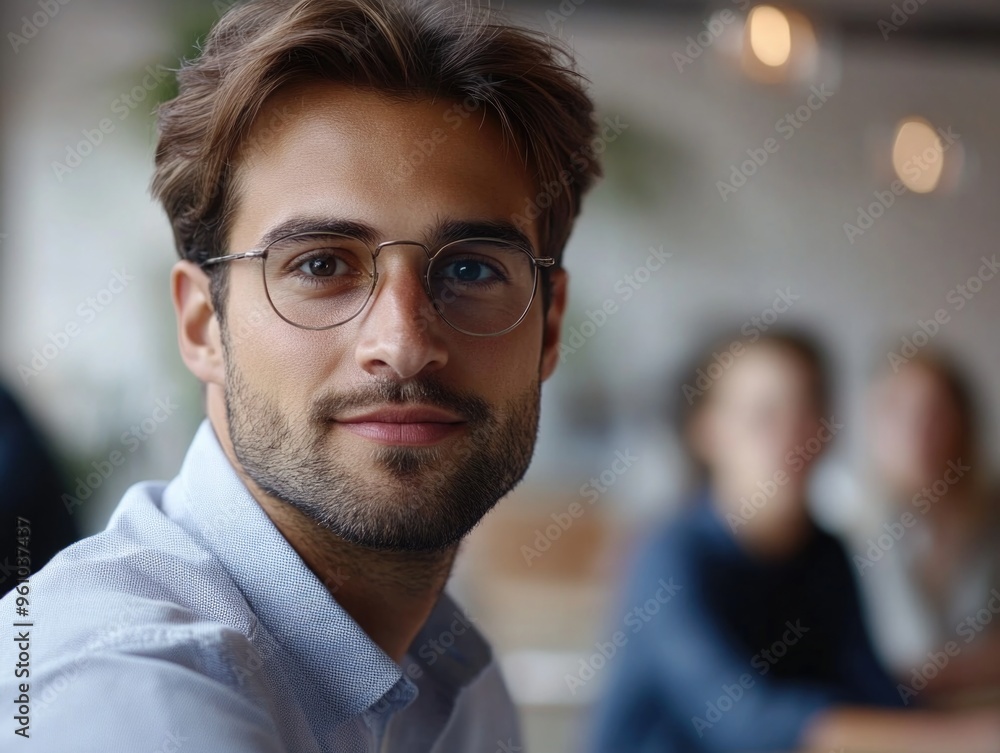 Fototapeta premium Smiling Man in Eye Glasses