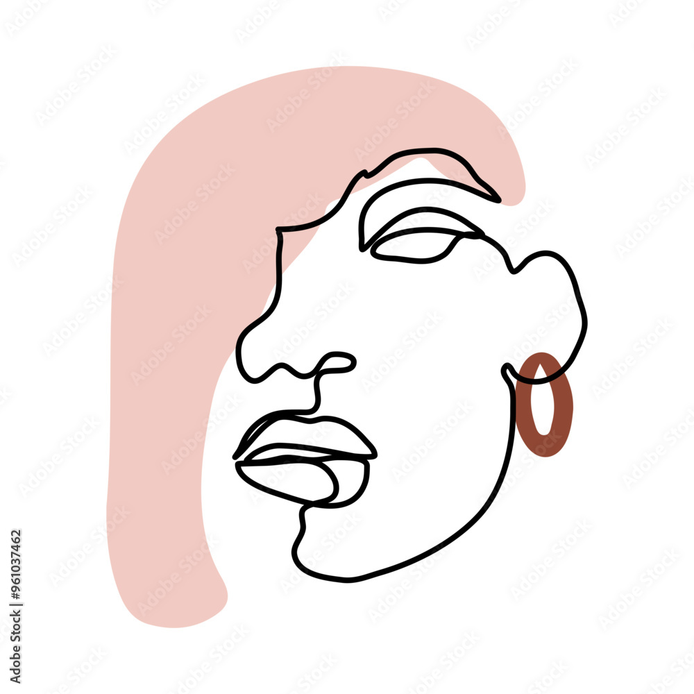 Female Face Line Art