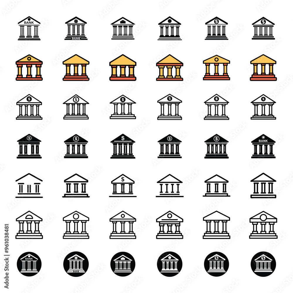 Bank icon design bundle set in vector style Bank icon design bundle set in vector style