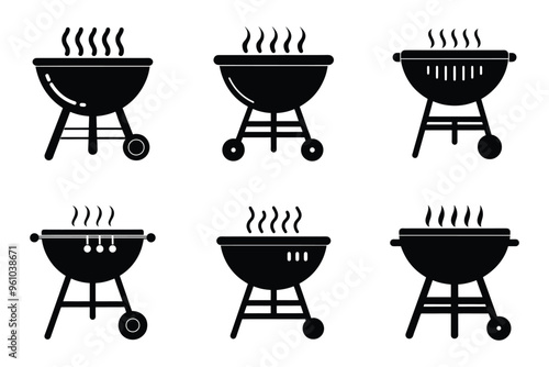Barbecue icon bundle set design in vector style