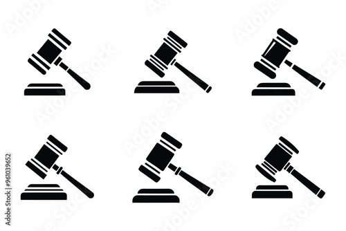 Gavel law icon design bundle set in vector style