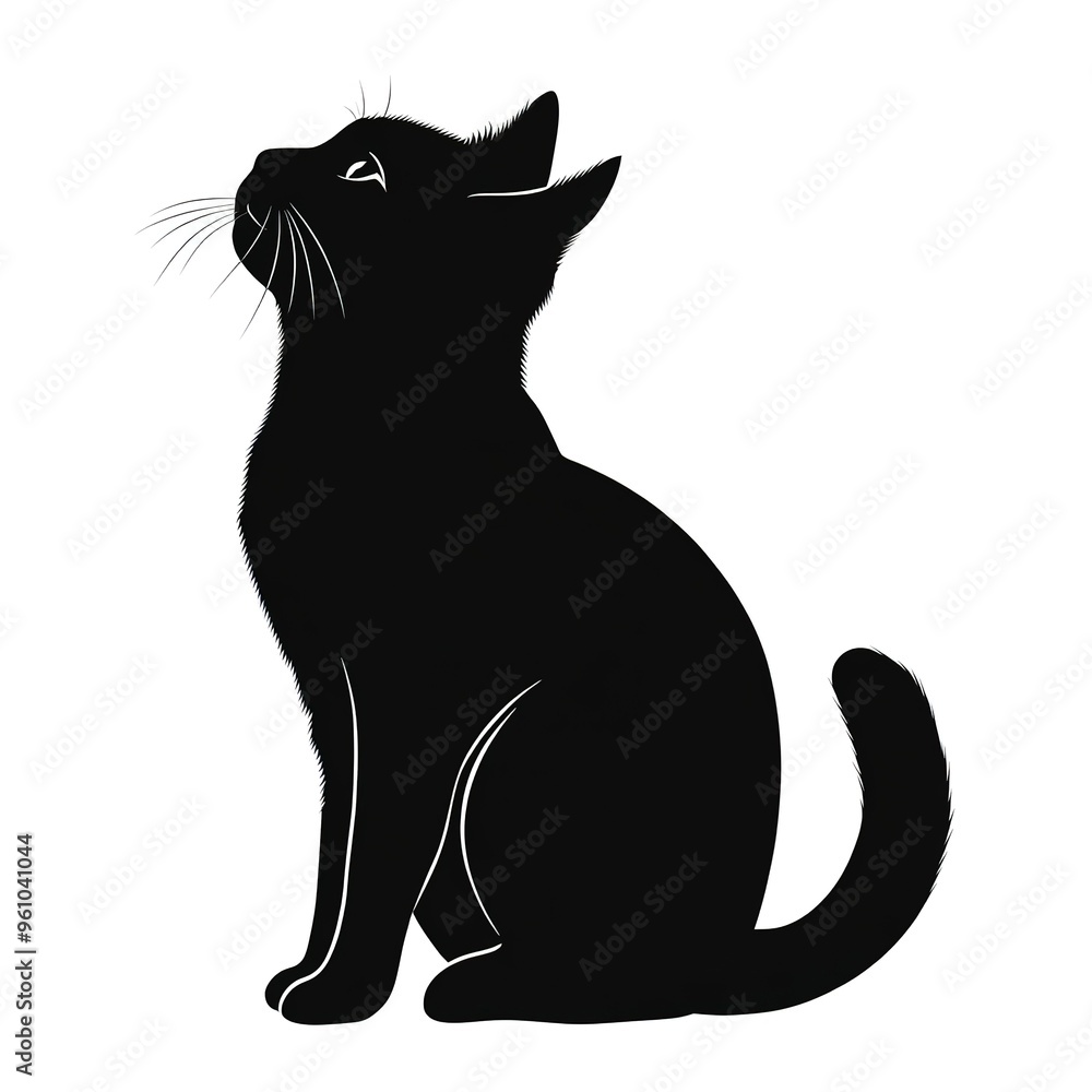 A silhouette of a cat. Kitty, black color silhouette, black color silhouette. Black Cat Sitting On White Background Illustration A silhouette of a cat. Kitty, black color silhouette, black color silhouette. Black Cat Sitting On White Background Illustration