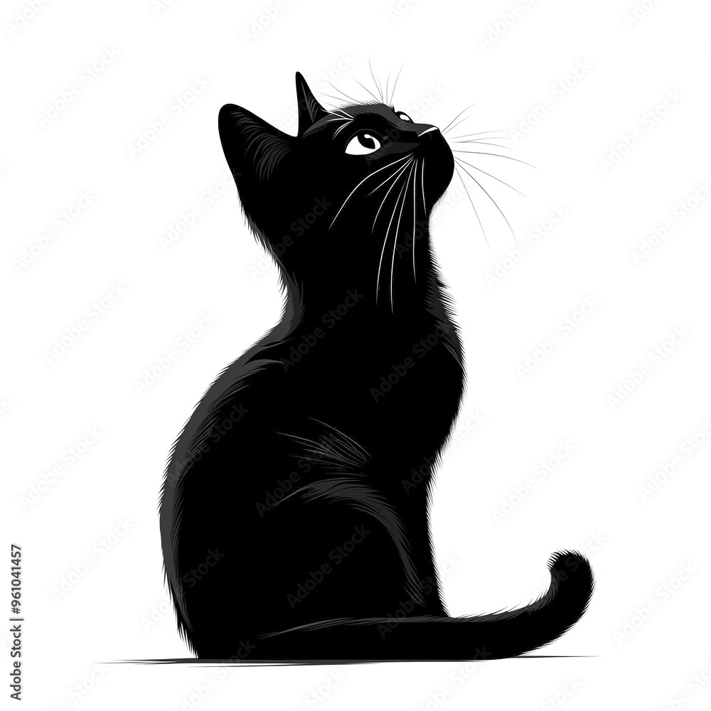 Silhouette of a Black Cat Sitting. Vector illustration design. Silhouette of a Black Cat Sitting. Vector illustration design.