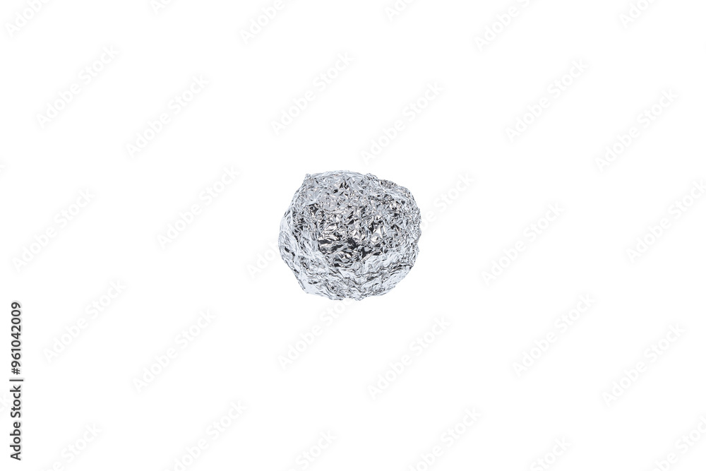 Aluminum foil crumpled into a sphere shape. transparent background Aluminum foil crumpled into a sphere shape. transparent background