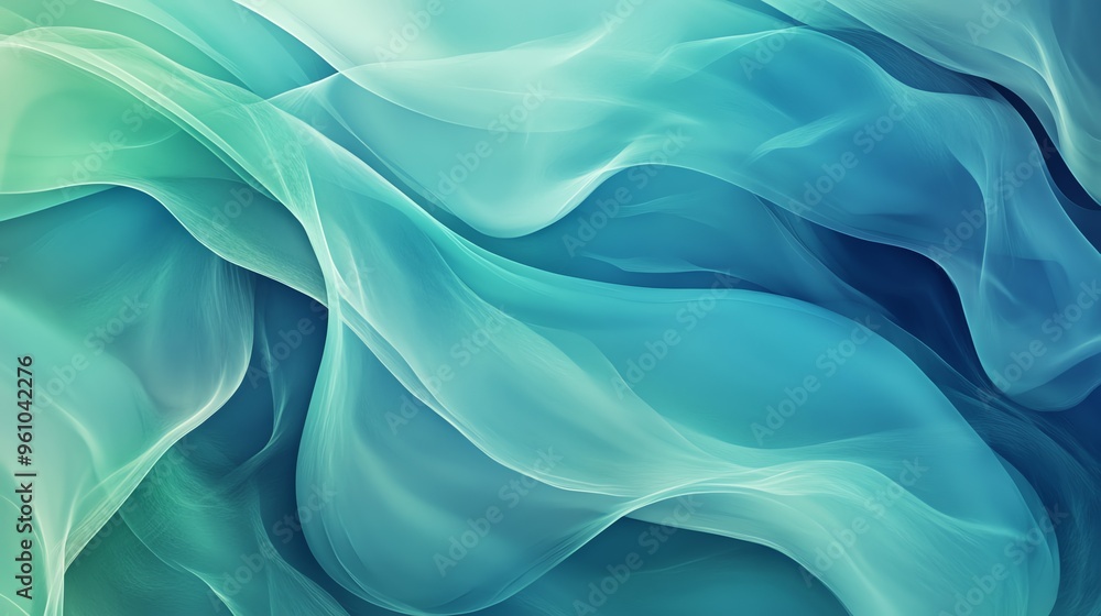 Obraz premium Abstract blue and green flowing waves background.
