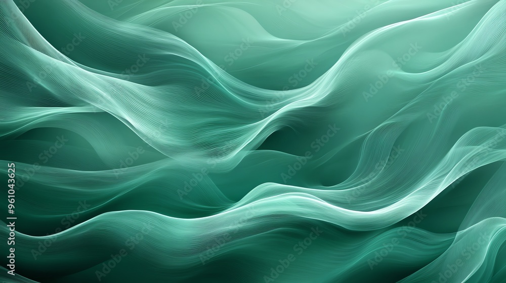 Abstract green wave background with flowing, dynamic lines. Abstract green wave background with flowing, dynamic lines.
