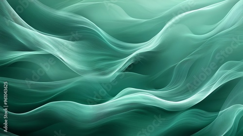 Abstract green wave background with flowing, dynamic lines.