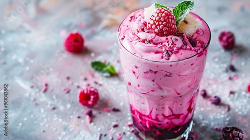 Extremely vibrant falooda with a lovely pairing of creamy silk noodles and frozen treats