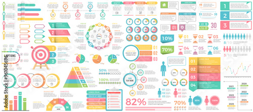 Collection of infographic templates and elements, diagrams and graphs, vector eps10 illustration